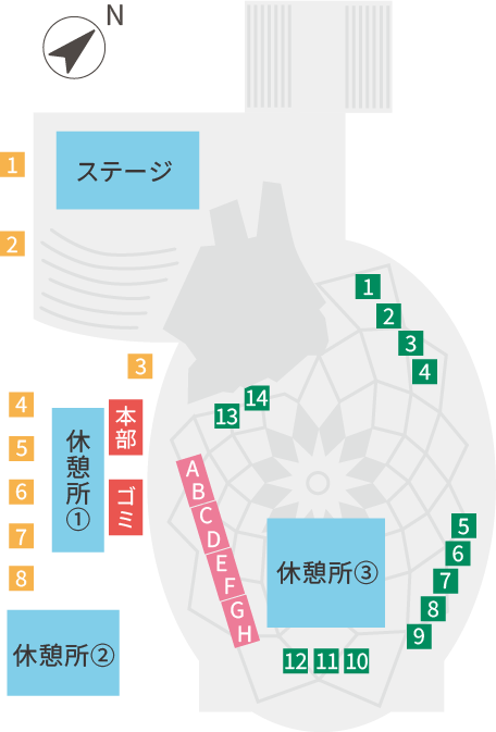 会場のマップのイラスト図
